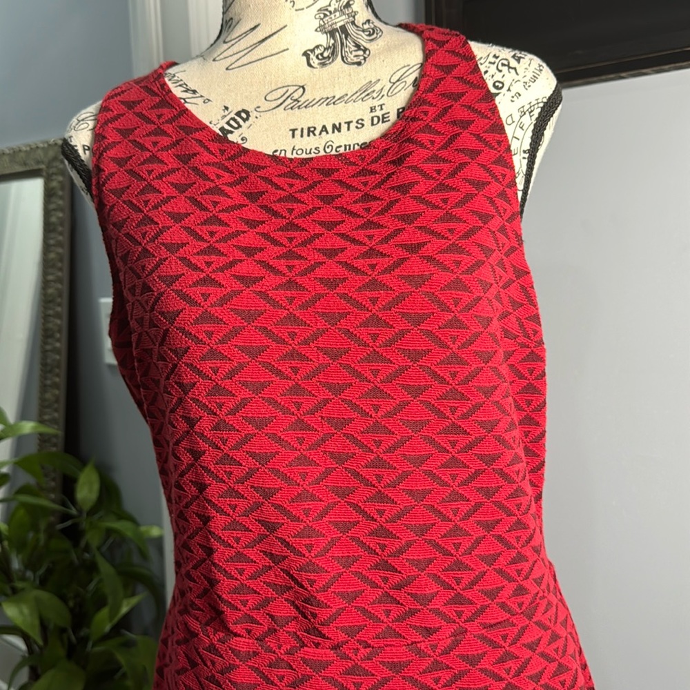 Hollister Red Maroon Pattern Open Back Holiday Triangle Short Dress L